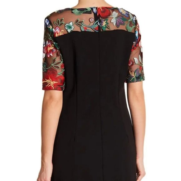 NEW NINA LEONARD EMBROIDERED LACE YOKE DRESS - Picture 4 of 11